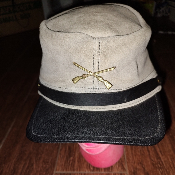 Vtg Civil War Confederate Kepi 100% Genuine Leather Made in USA Medium - Picture 6 of 8